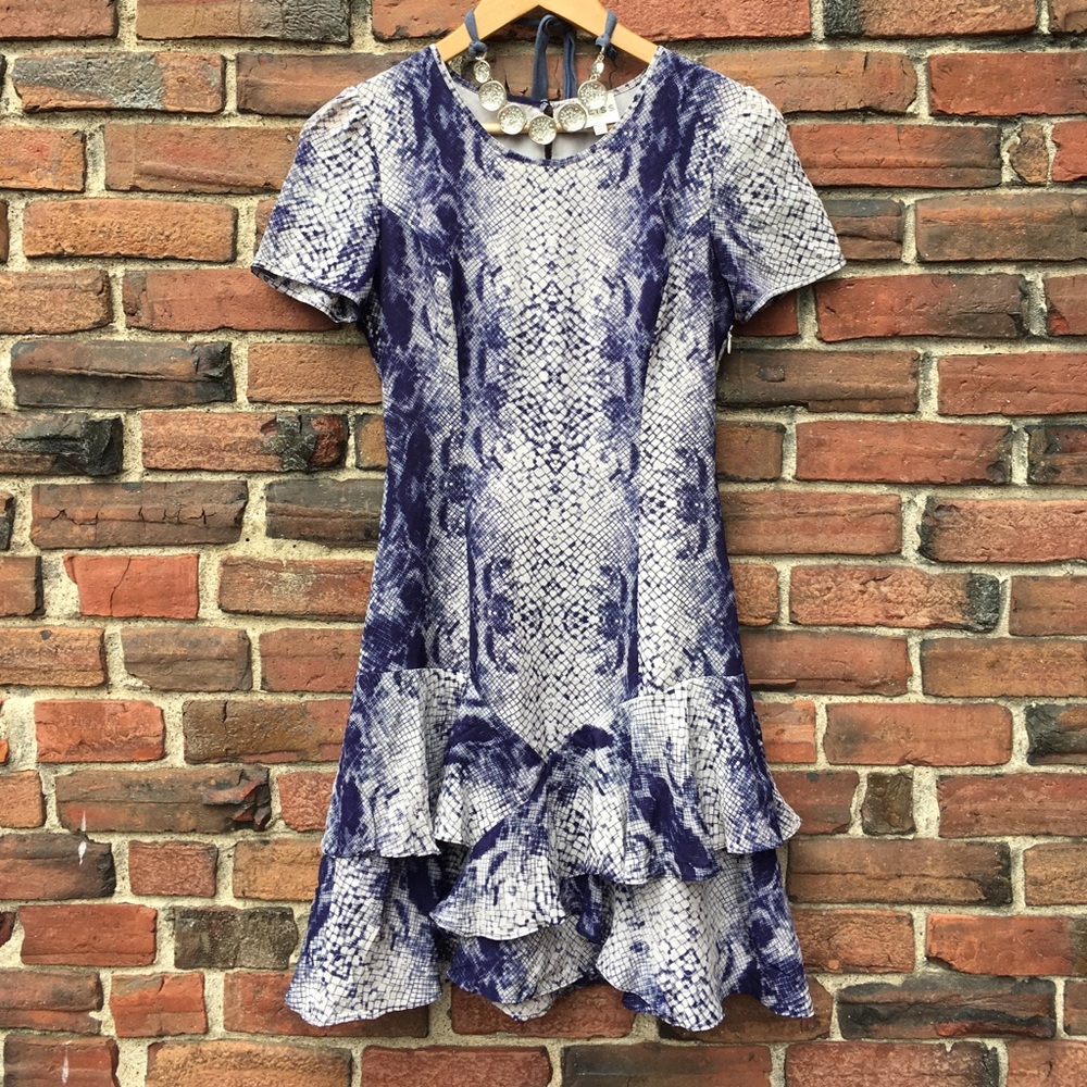 Reiss Blue and White Patterned Dress